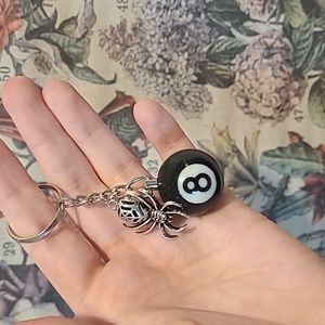 Magic 8 ball Keychain with spider